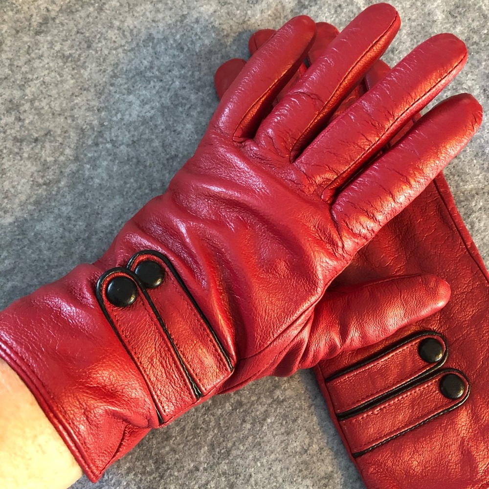 Charming Charlie Red Leather Gloves
